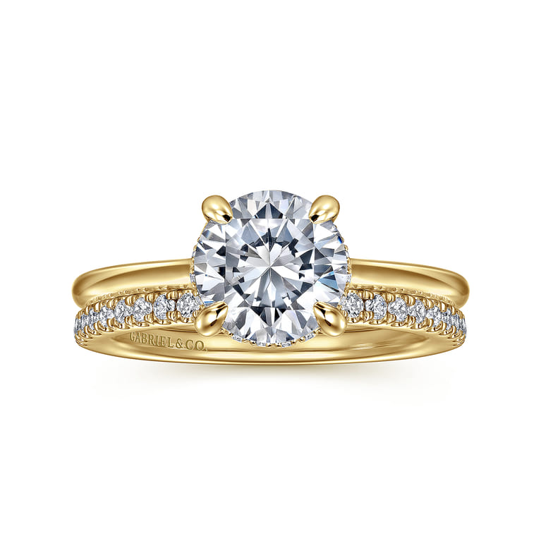 Aldon - 14K Yellow Gold Round Solitaire Diamond Engagement Ring - 0.08 ct - Shot 4