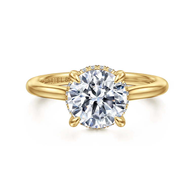 Aldon - 14K Yellow Gold Round Diamond Engagement Ring - 0.1 ct - Shot 1