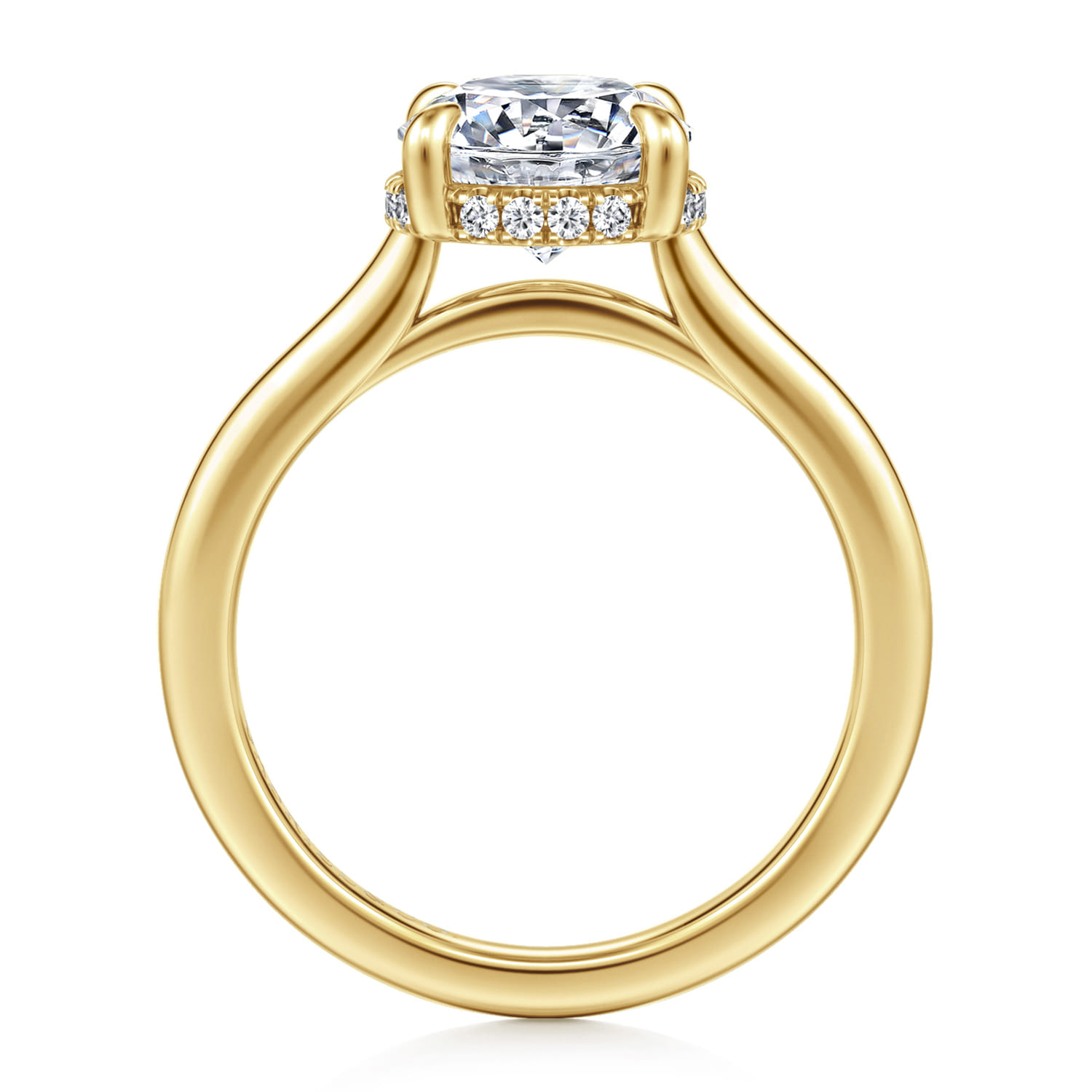 Aldon - 14K Yellow Gold Round Diamond Engagement Ring - 0.1 ct - Shot 2