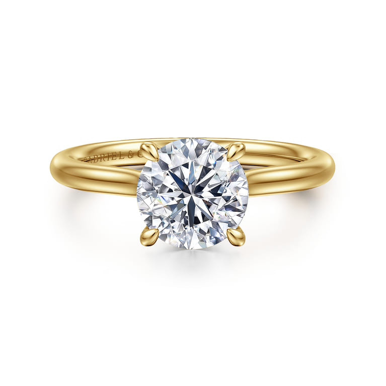 Badia - 14K Yellow Gold Round Solitaire Diamond Engagement Ring - 0.06 ct - Shot 1