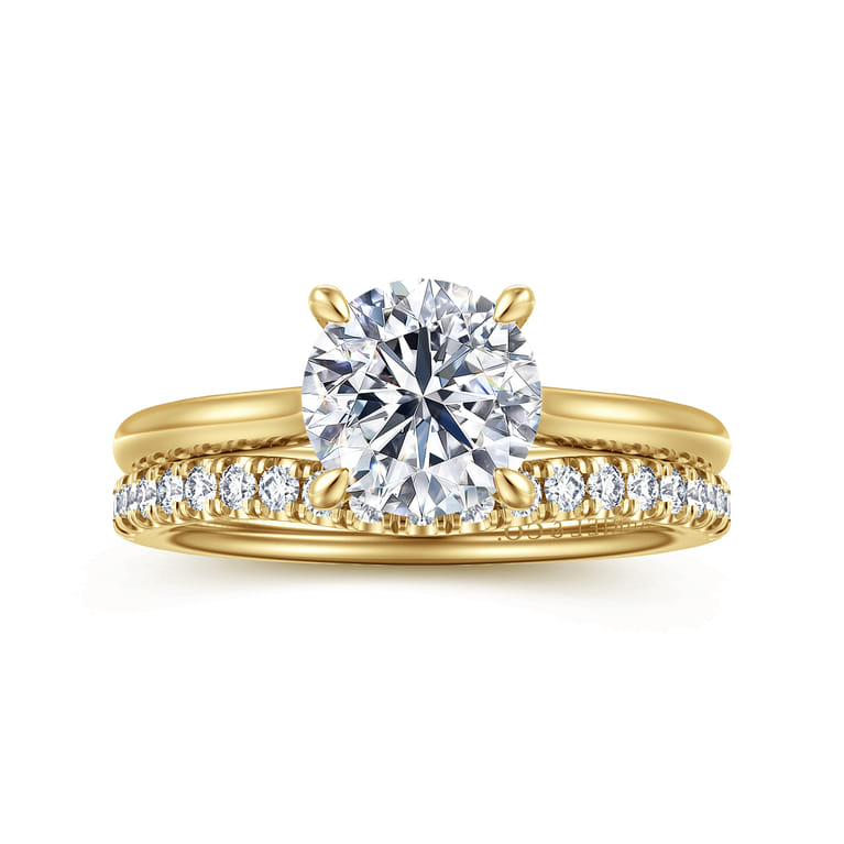 Badia - 14K Yellow Gold Round Solitaire Diamond Engagement Ring - 0.06 ct - Shot 4