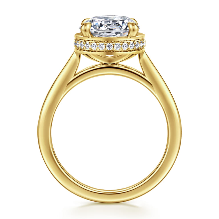 Reece - 14K Yellow Gold Round Bezel Prong Diamond Engagement Ring - 0.11 ct - Shot 2