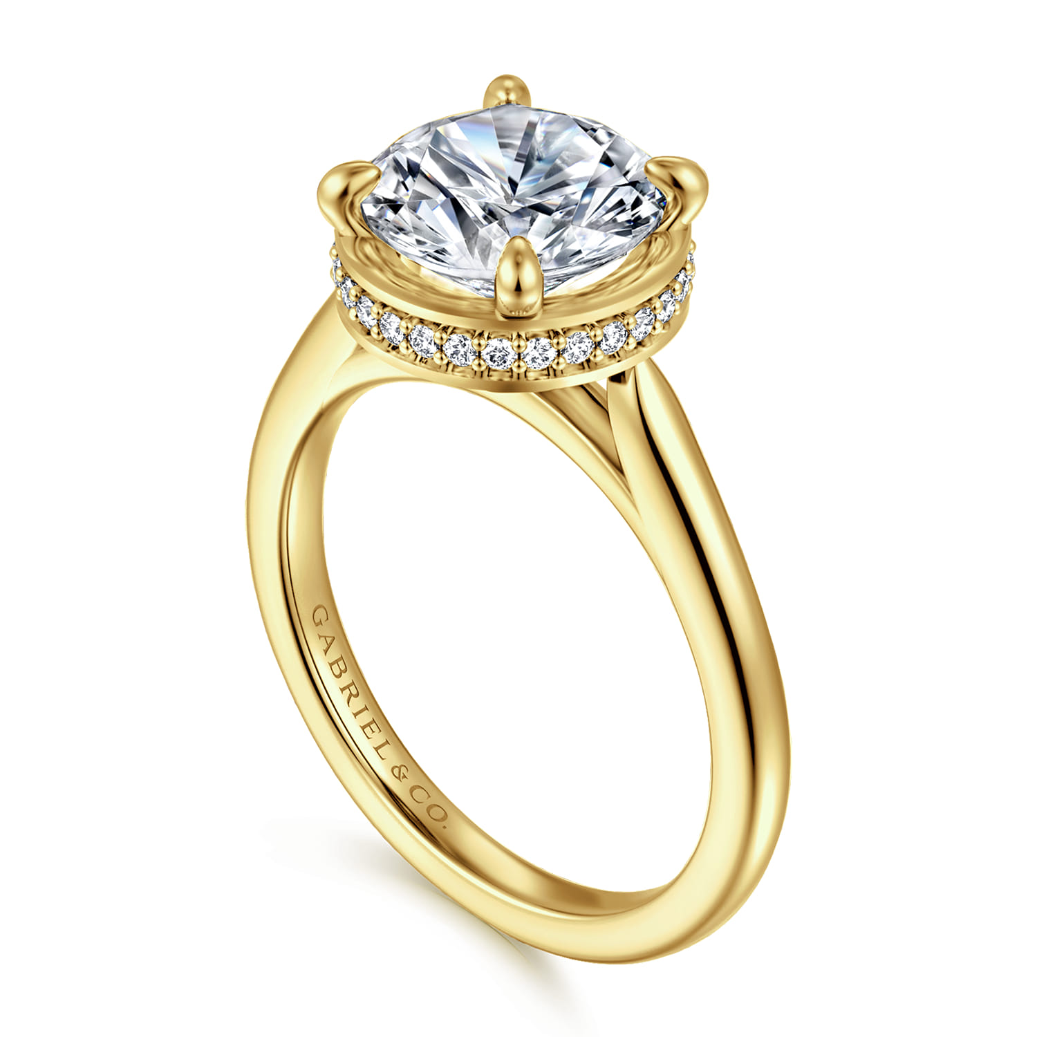 Reece - 14K Yellow Gold Round Bezel Prong Diamond Engagement Ring - 0.11 ct - Shot 3