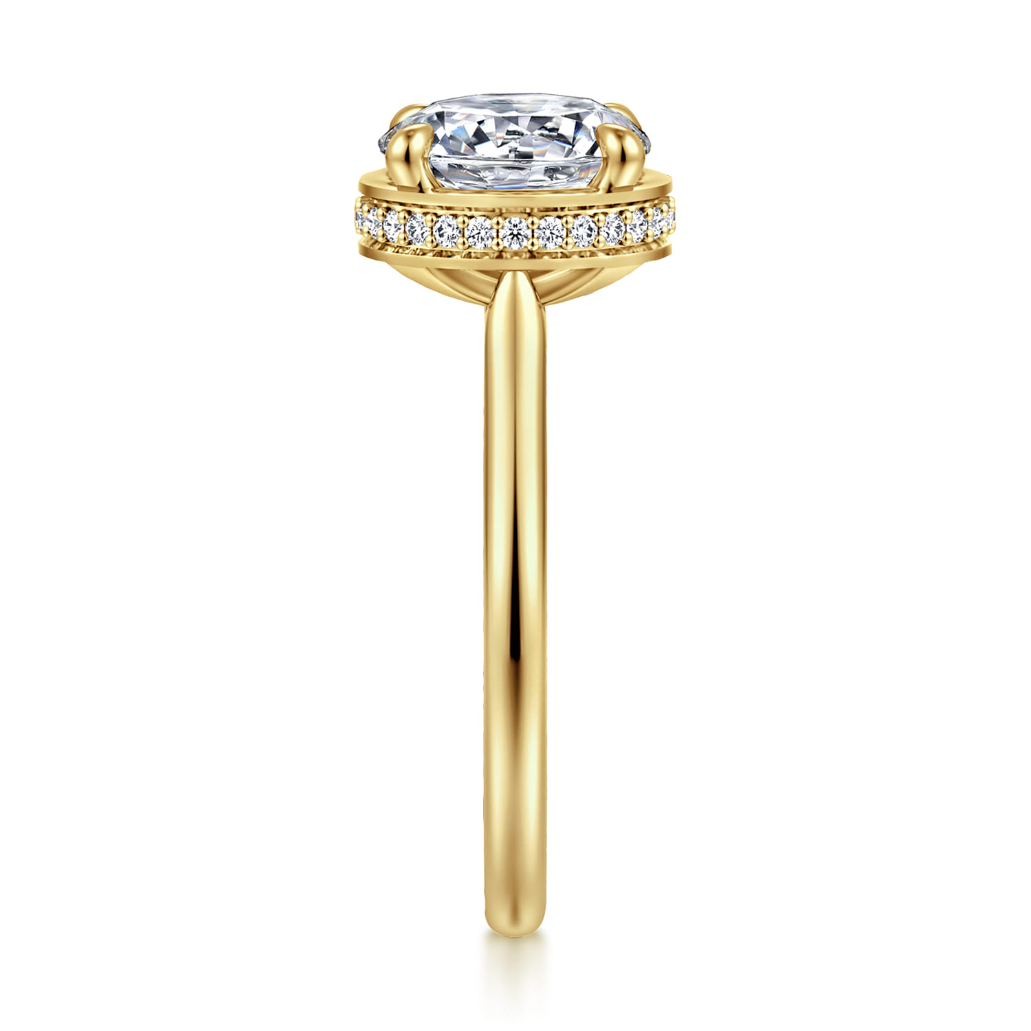Reece - 14K Yellow Gold Round Bezel Prong Diamond Engagement Ring - 0.11 ct - Shot 4