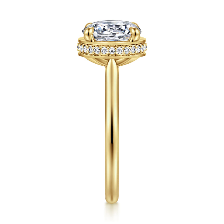 Reece - 14K Yellow Gold Round Bezel Prong Diamond Engagement Ring - 0.11 ct - Shot 4