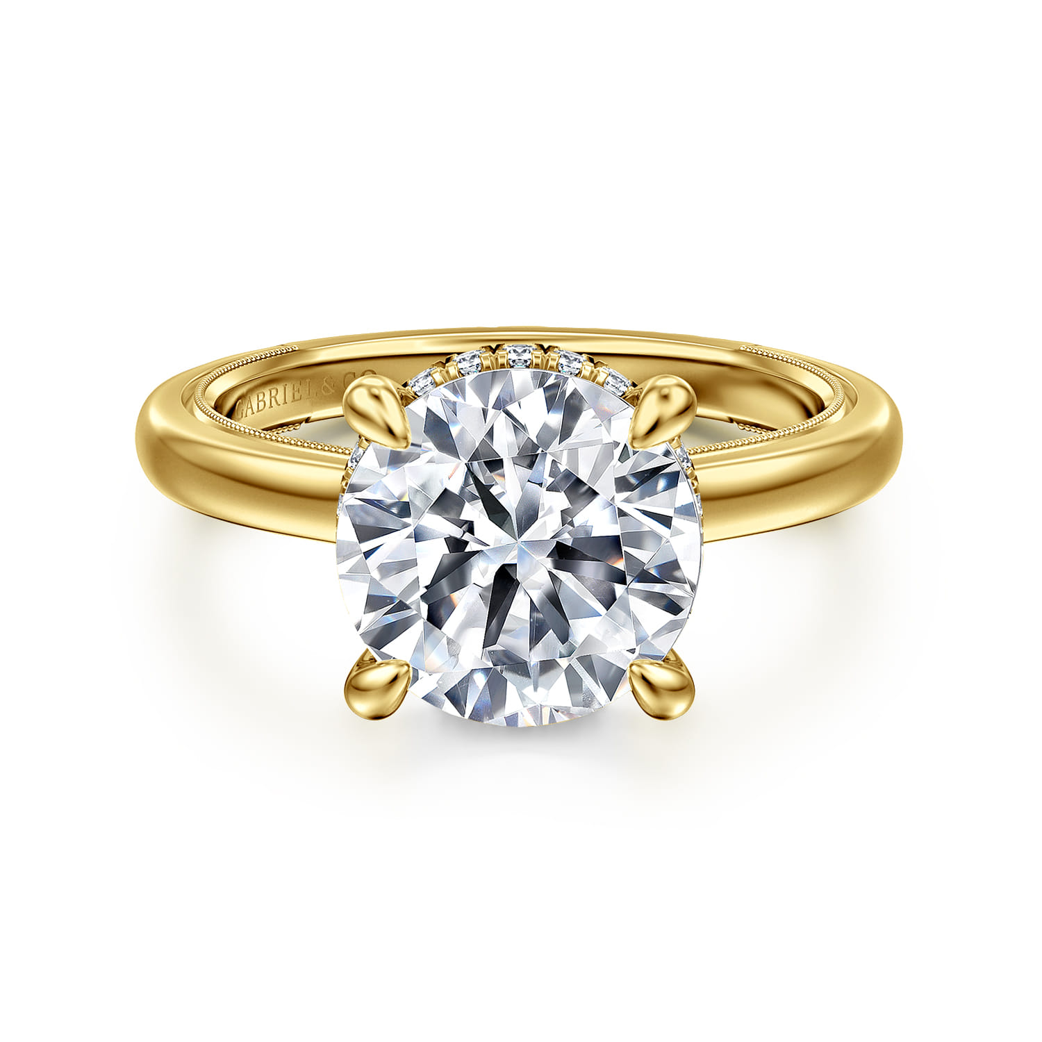 Sandi - 14K Yellow Gold Round Diamond Engagement Ring - 0.13 ct - Shot 1