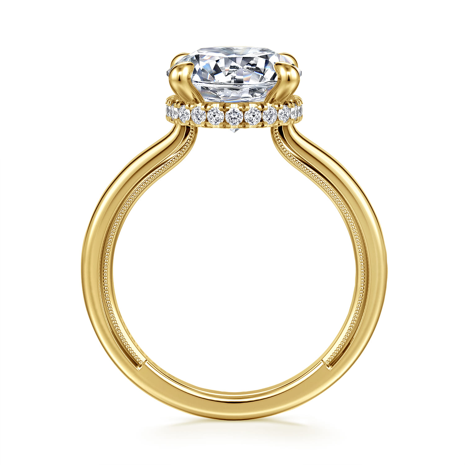 Sandi - 14K Yellow Gold Round Diamond Engagement Ring - 0.13 ct - Shot 2
