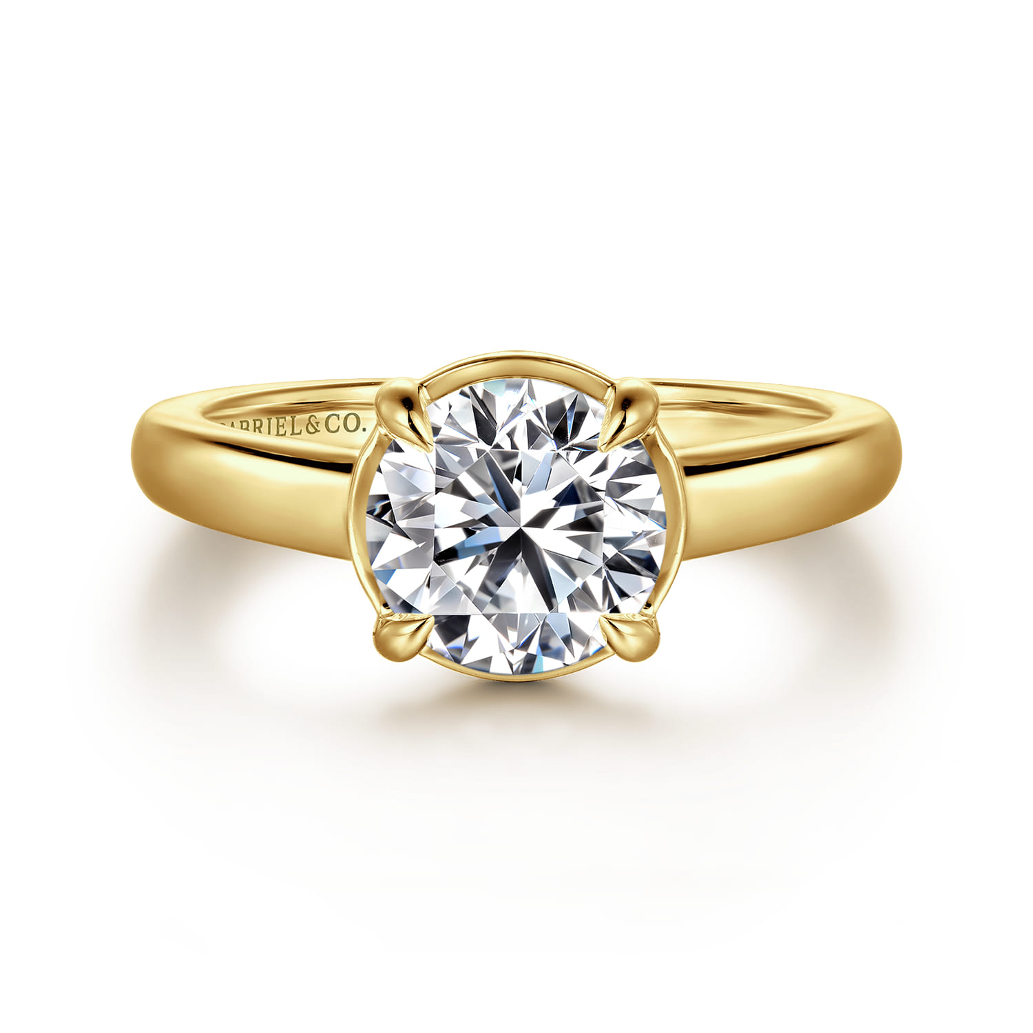 Geo - 14K Yellow Gold Bezel Prong Round Diamond Engagement Ring - 0.16 ct - Shot 1