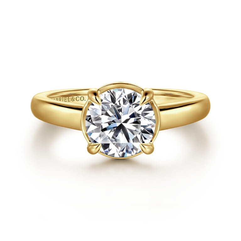 Geo - 14K Yellow Gold Bezel Prong Round Diamond Engagement Ring - 0.16 ct - Shot 1