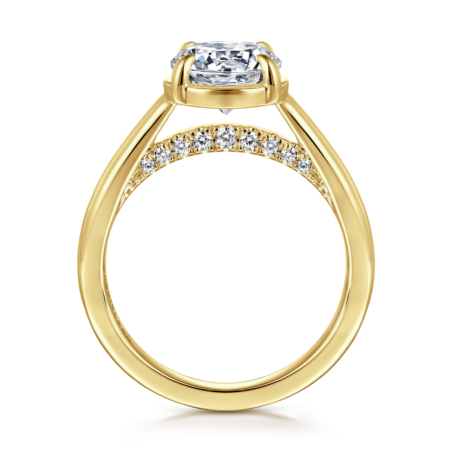 Geo - 14K Yellow Gold Bezel Prong Round Diamond Engagement Ring - 0.16 ct - Shot 2