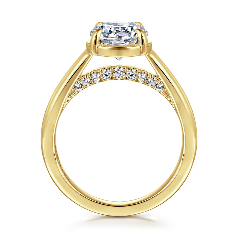 Geo - 14K Yellow Gold Bezel Prong Round Diamond Engagement Ring - 0.16 ct - Shot 2