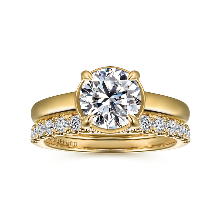 Geo - 14K Yellow Gold Bezel Prong Round Diamond Engagement Ring - 0.16 ct - Shot 4