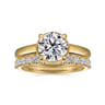 Geo - 14K Yellow Gold Bezel Prong Round Diamond Engagement Ring - 0.16 ct