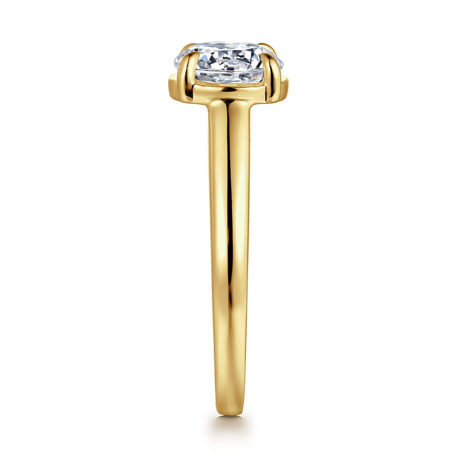 Geo - 14K Yellow Gold Bezel Prong Round Diamond Engagement Ring - 0.16 ct - Shot 5