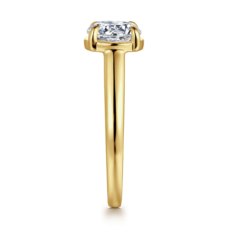 Geo - 14K Yellow Gold Bezel Prong Round Diamond Engagement Ring - 0.16 ct - Shot 5