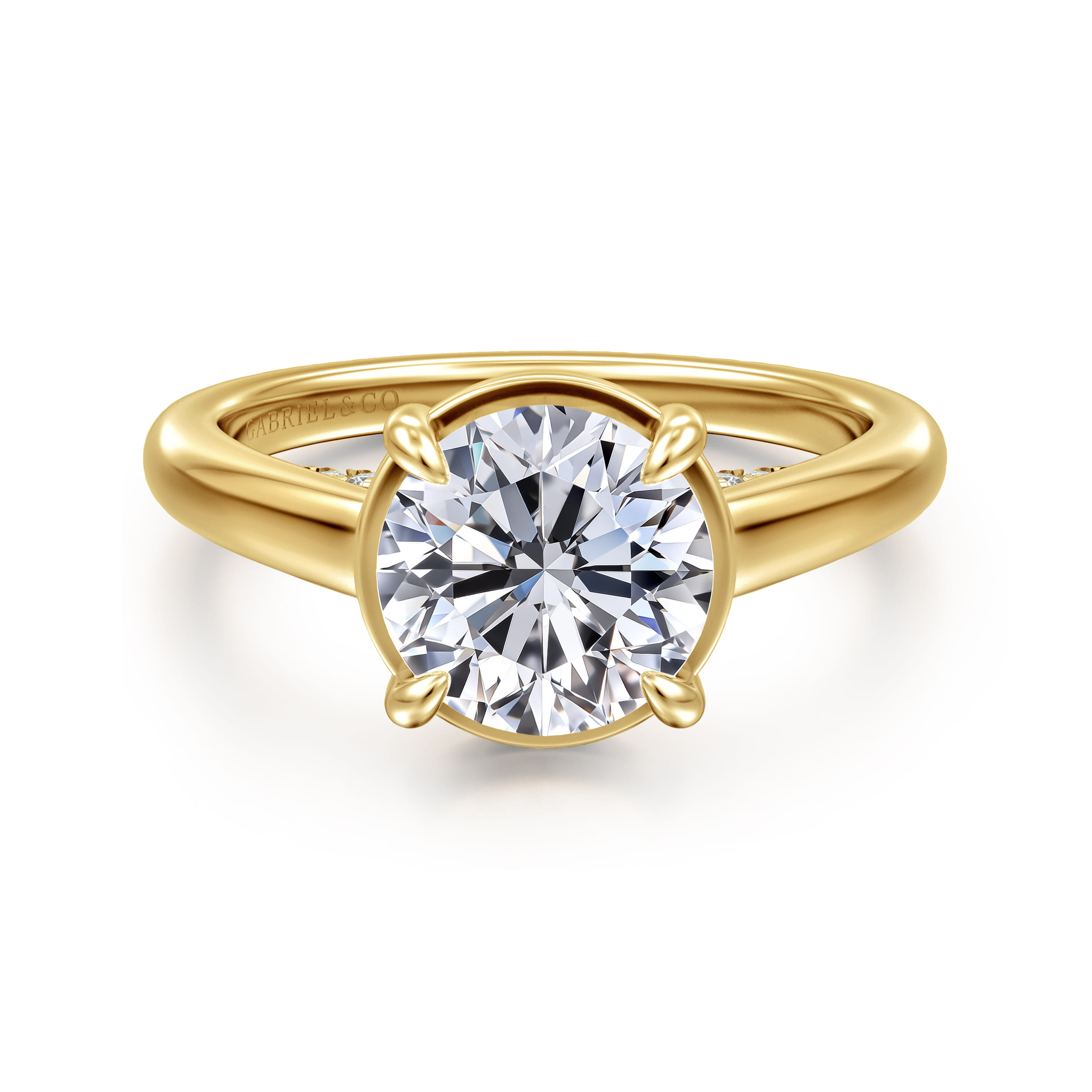Geo - 14K Yellow Gold Round Diamond Engagement Ring - 0.16 ct - Shot 1