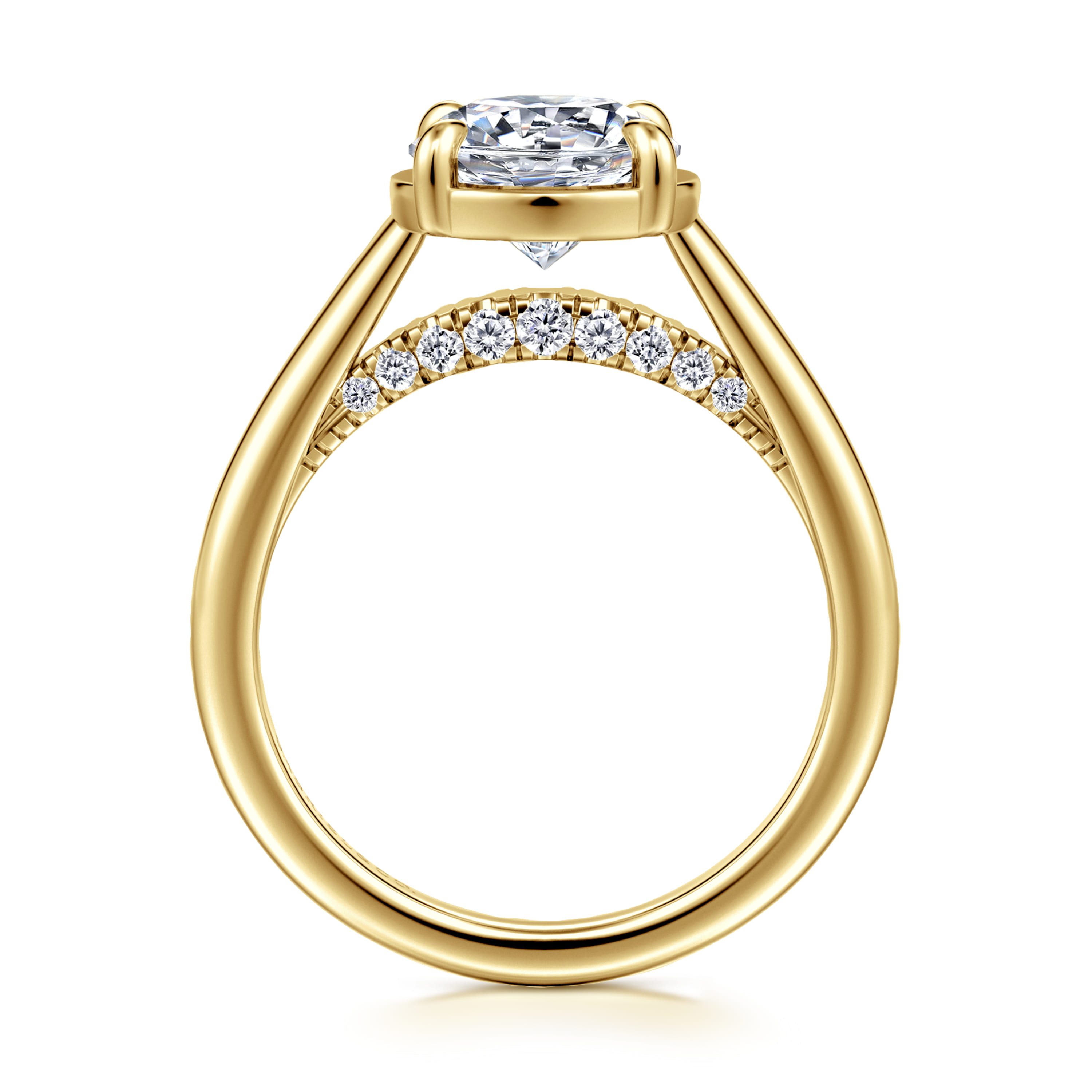 Geo - 14K Yellow Gold Round Diamond Engagement Ring - 0.16 ct - Shot 2