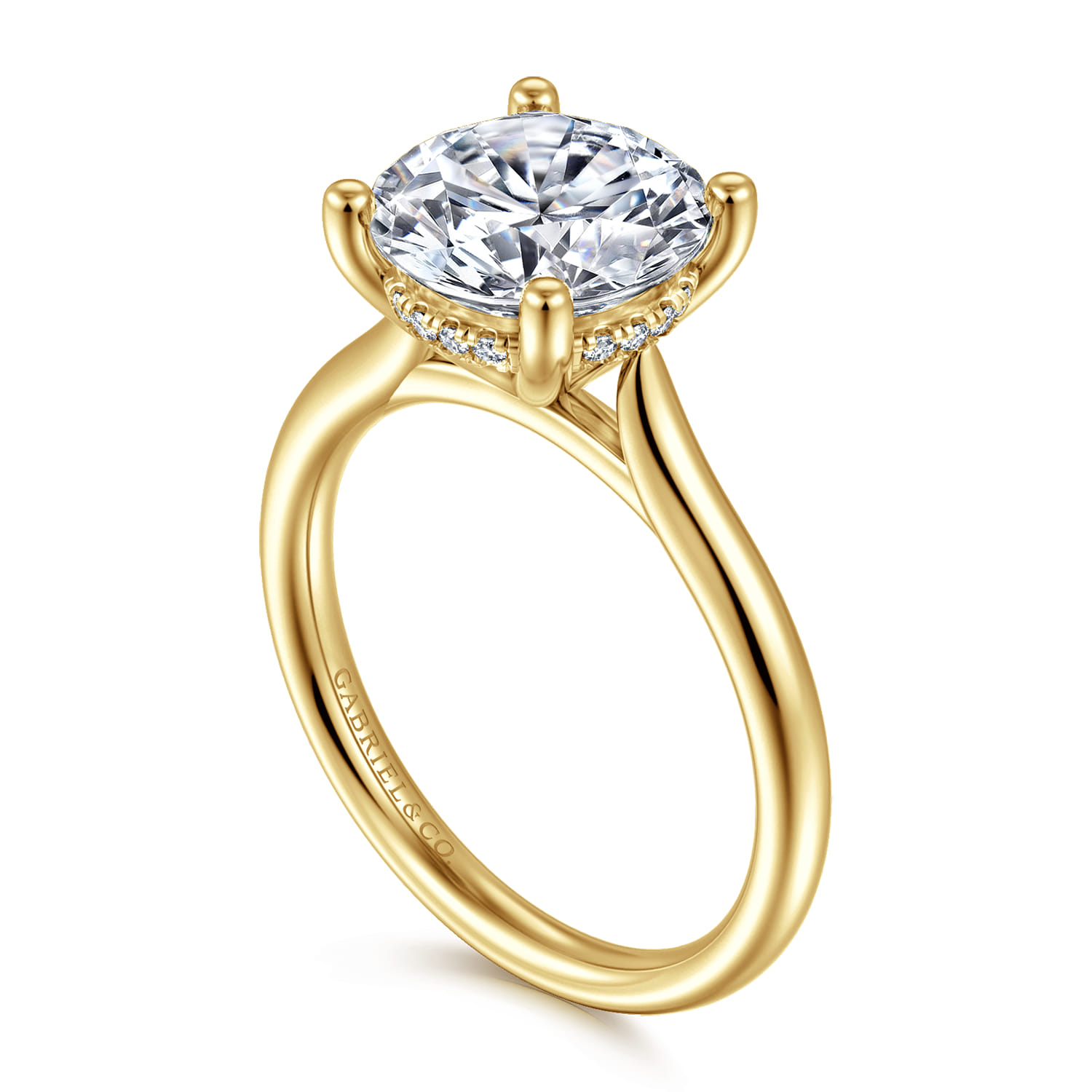 Azucena - 14K Yellow Gold Round Solitaire Diamond Engagement Ring - 0.06 ct - Shot 3
