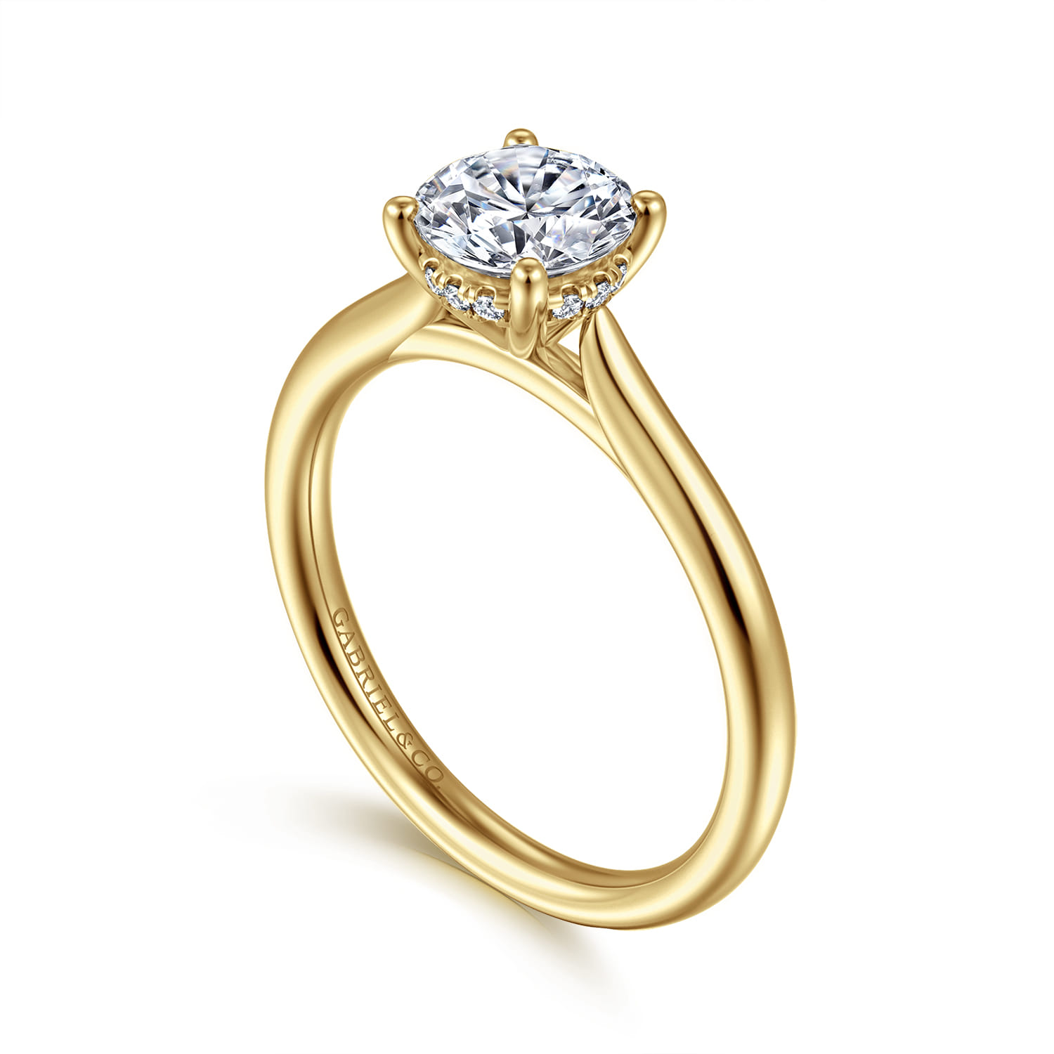Azucena - 14K Yellow Gold Round Solitaire Diamond Engagement Ring - 0.05 ct - Shot 3