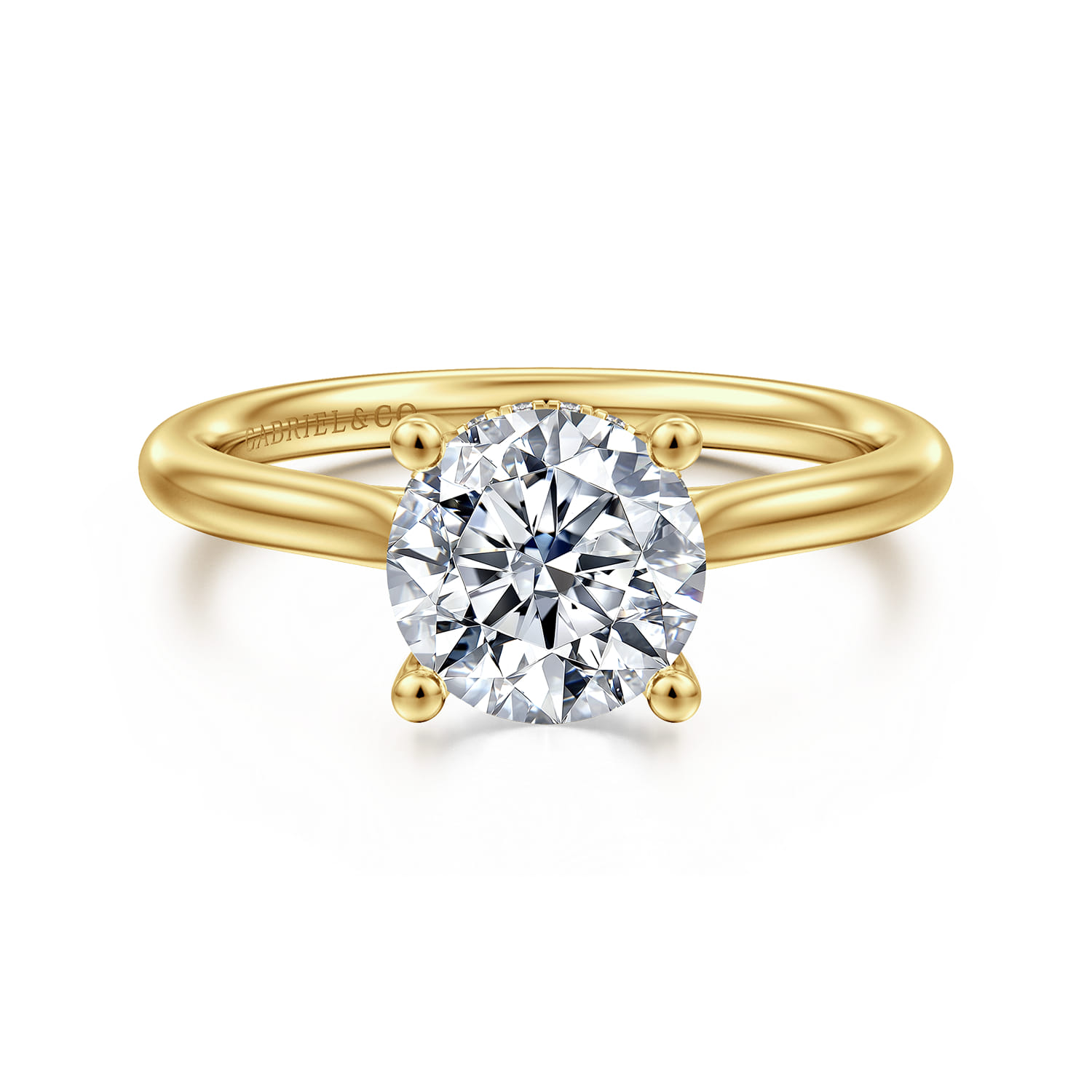 Azucena - 14K Yellow Gold Round Solitaire Diamond Engagement Ring - 0.06 ct - Shot 1