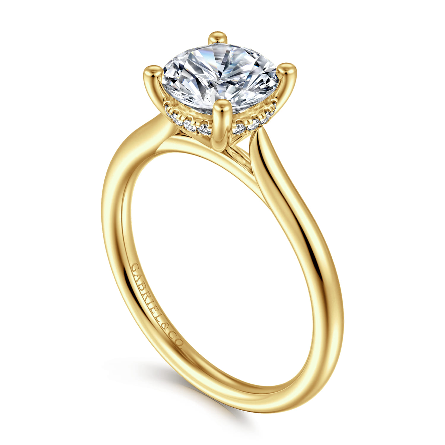 Azucena - 14K Yellow Gold Round Solitaire Diamond Engagement Ring - 0.06 ct - Shot 3