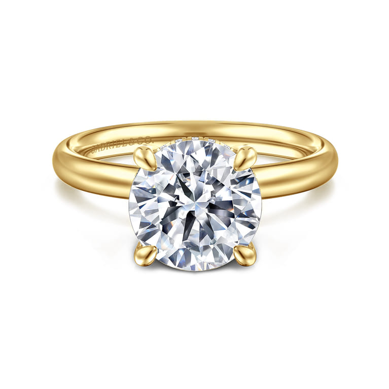 Peace - 14K Yellow Gold Round Diamond Engagement Ring - 0.08 ct - Shot 1