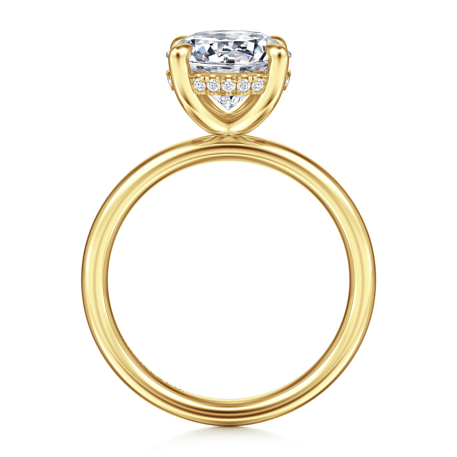Peace - 14K Yellow Gold Round Diamond Engagement Ring - 0.08 ct - Shot 2