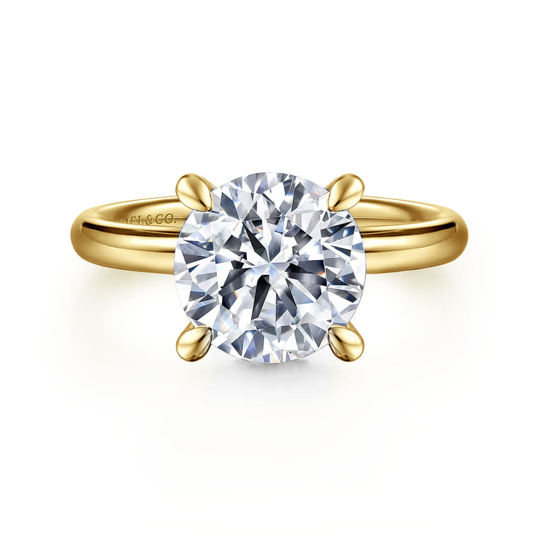 Peace - 14K Yellow Gold Round Diamond Engagement Ring - 0.08 ct - Shot 1