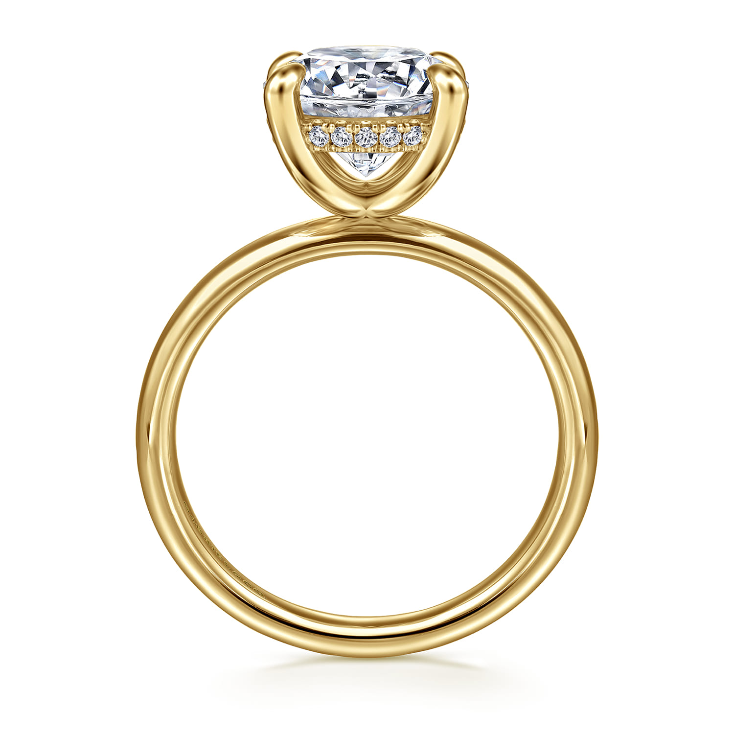 Peace - 14K Yellow Gold Round Diamond Engagement Ring - 0.08 ct - Shot 2