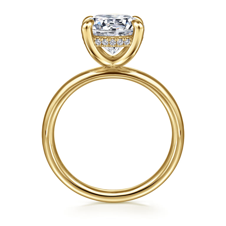 Peace - 14K Yellow Gold Round Diamond Engagement Ring - 0.08 ct - Shot 2
