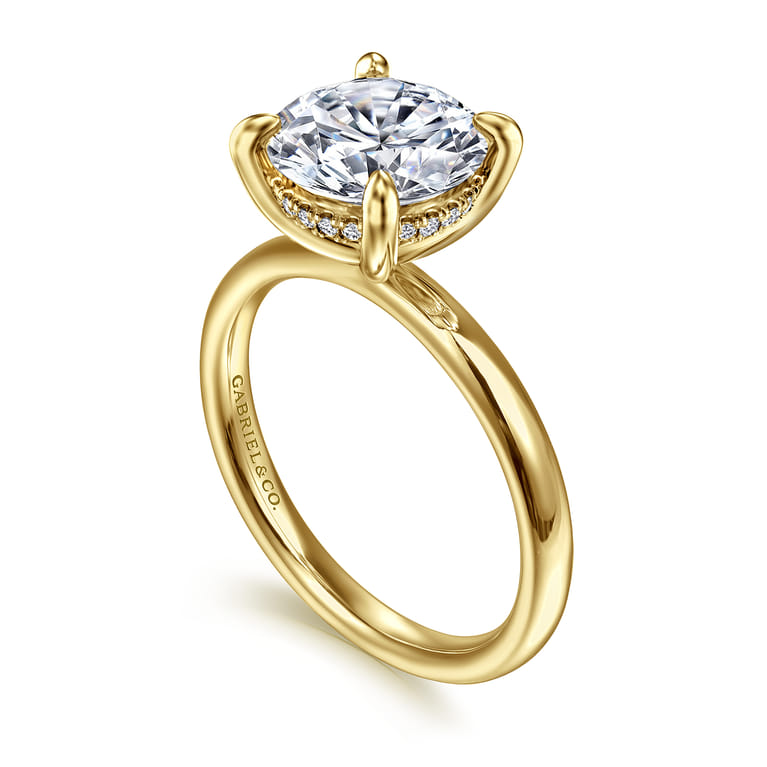 Peace - 14K Yellow Gold Round Diamond Engagement Ring - 0.08 ct - Shot 3