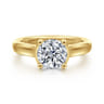Villa - 14K Yellow Gold Half Bezel Round Diamond Engagement Ring - 0.1 ct