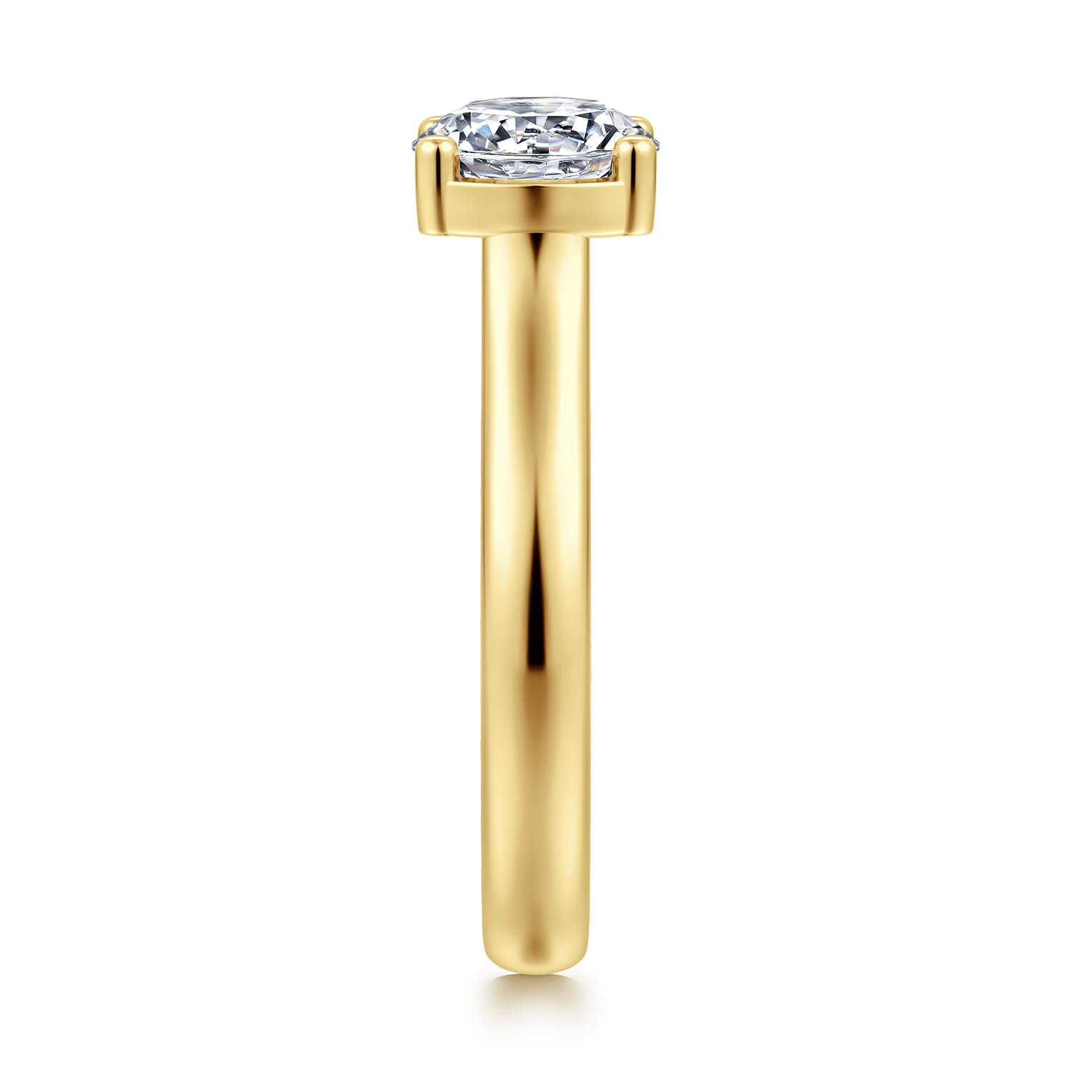 Villa - 14K Yellow Gold Half Bezel Round Diamond Engagement Ring - 0.1 ct - Shot 4