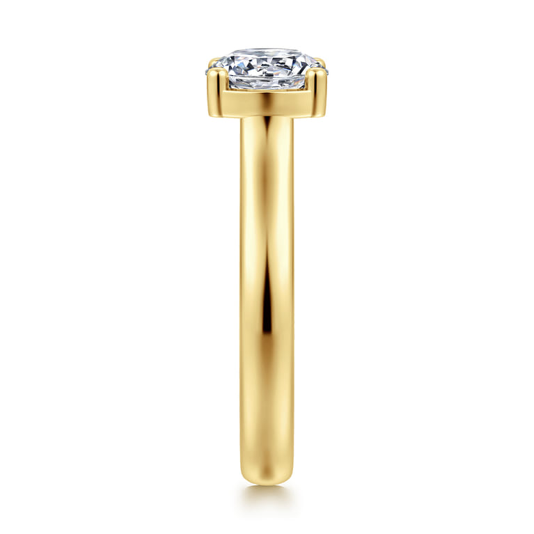 Villa - 14K Yellow Gold Half Bezel Round Diamond Engagement Ring - 0.1 ct - Shot 4