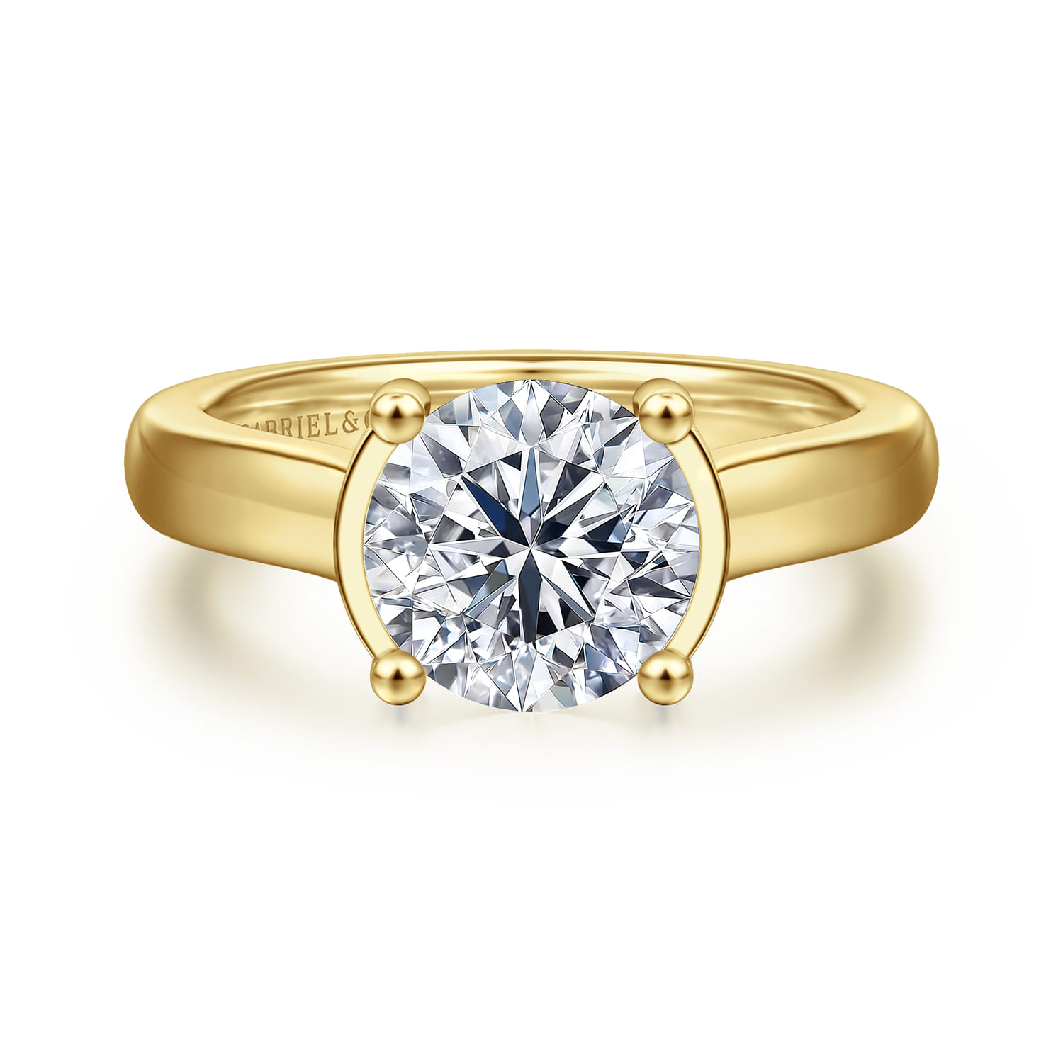 Villa - 14K Yellow Gold Half Bezel Oval Diamond Engagement Ring - 0.1 ct - Shot 1