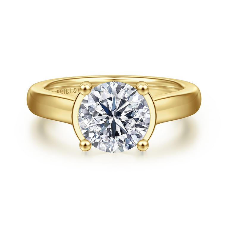 Villa - 14K Yellow Gold Half Bezel Oval Diamond Engagement Ring - 0.1 ct - Shot 1