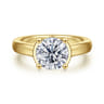 Villa - 14K Yellow Gold Half Bezel Oval Diamond Engagement Ring - 0.1 ct