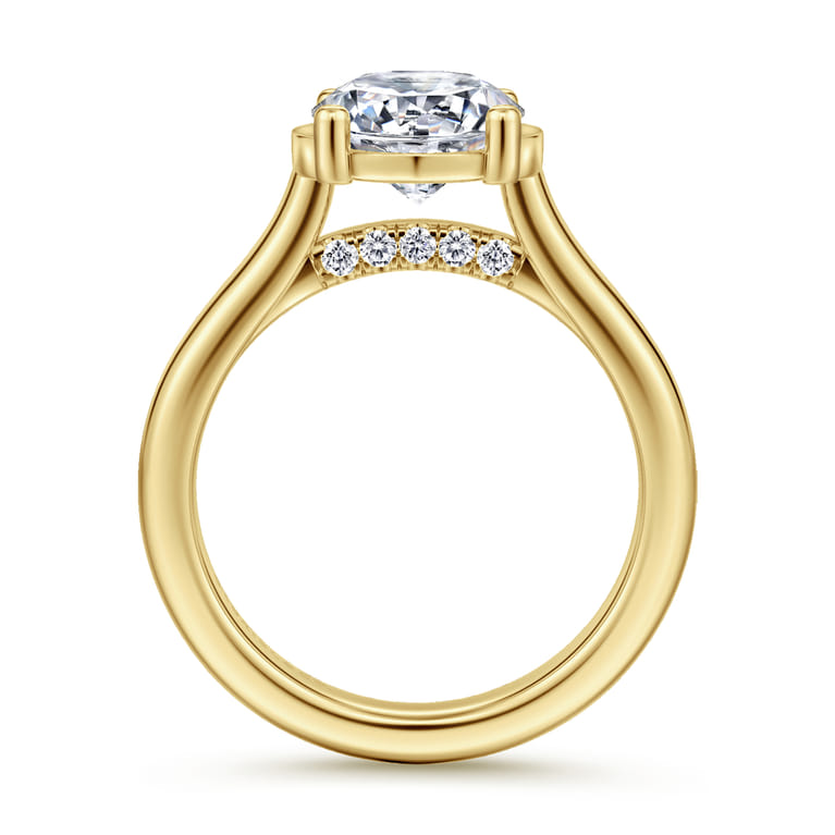Villa - 14K Yellow Gold Half Bezel Oval Diamond Engagement Ring - 0.1 ct - Shot 2