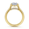 Villa - 14K Yellow Gold Half Bezel Oval Diamond Engagement Ring - 0.1 ct