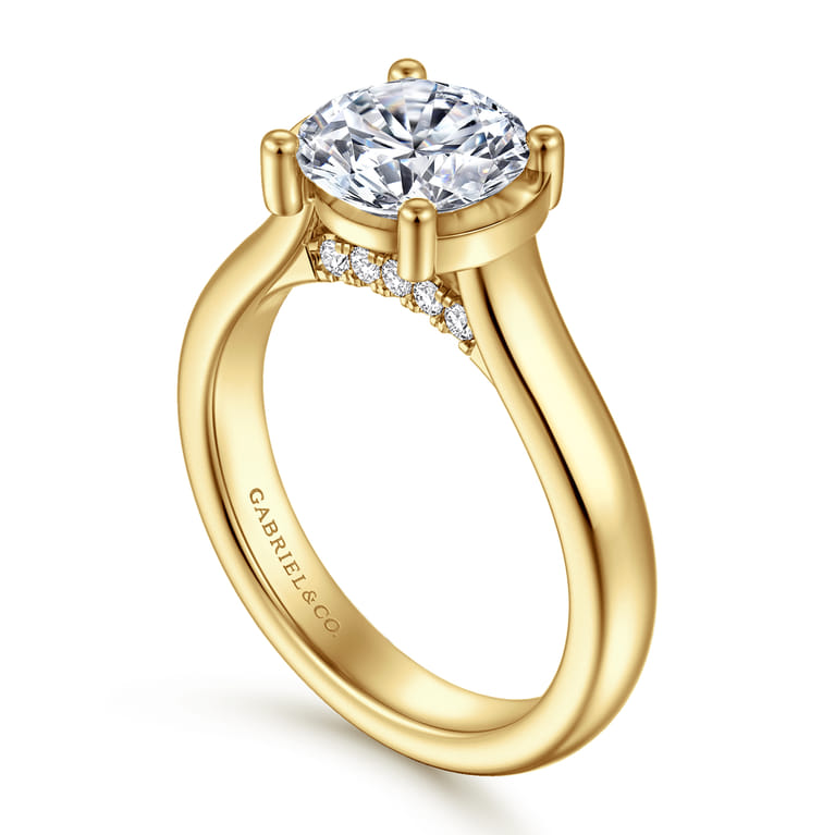 Villa - 14K Yellow Gold Half Bezel Oval Diamond Engagement Ring - 0.1 ct - Shot 3