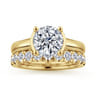 Villa - 14K Yellow Gold Half Bezel Oval Diamond Engagement Ring - 0.1 ct