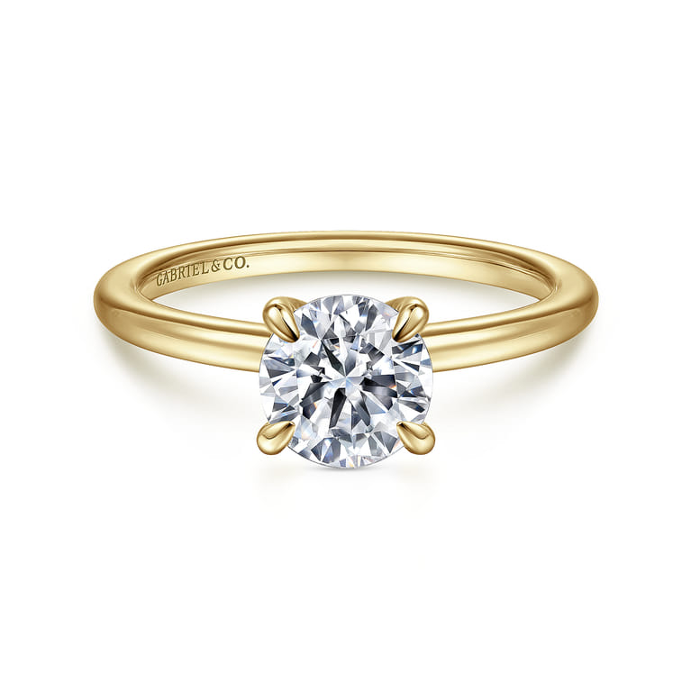 Ali - 14K Yellow Gold Round Diamond Engagement Ring - Shot 1
