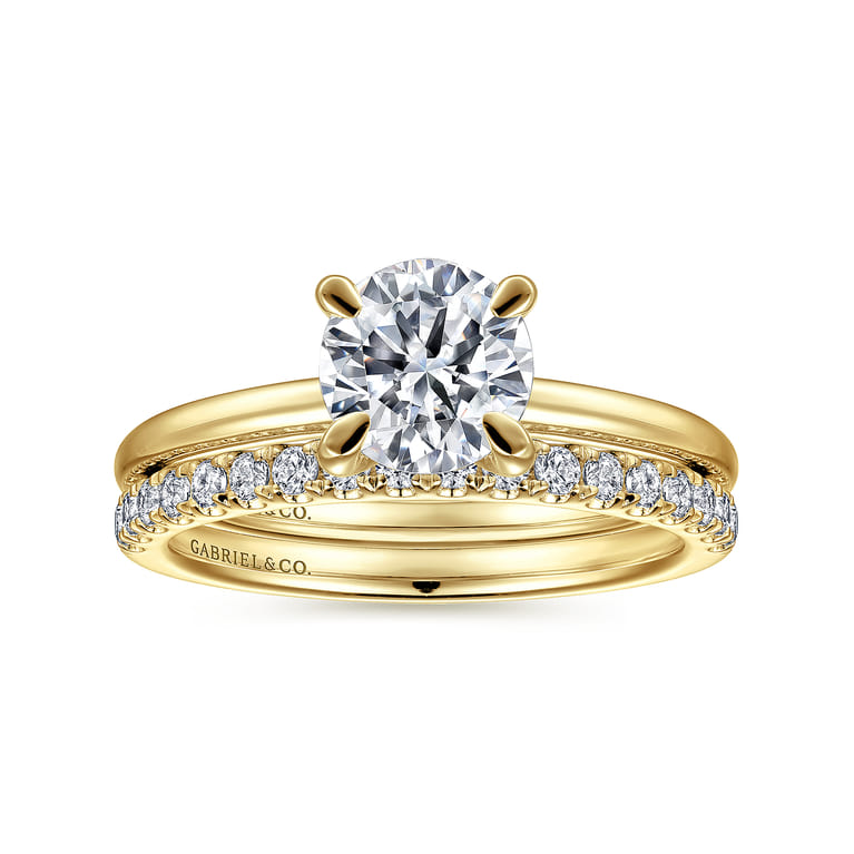 Ali - 14K Yellow Gold Round Diamond Engagement Ring - Shot 4