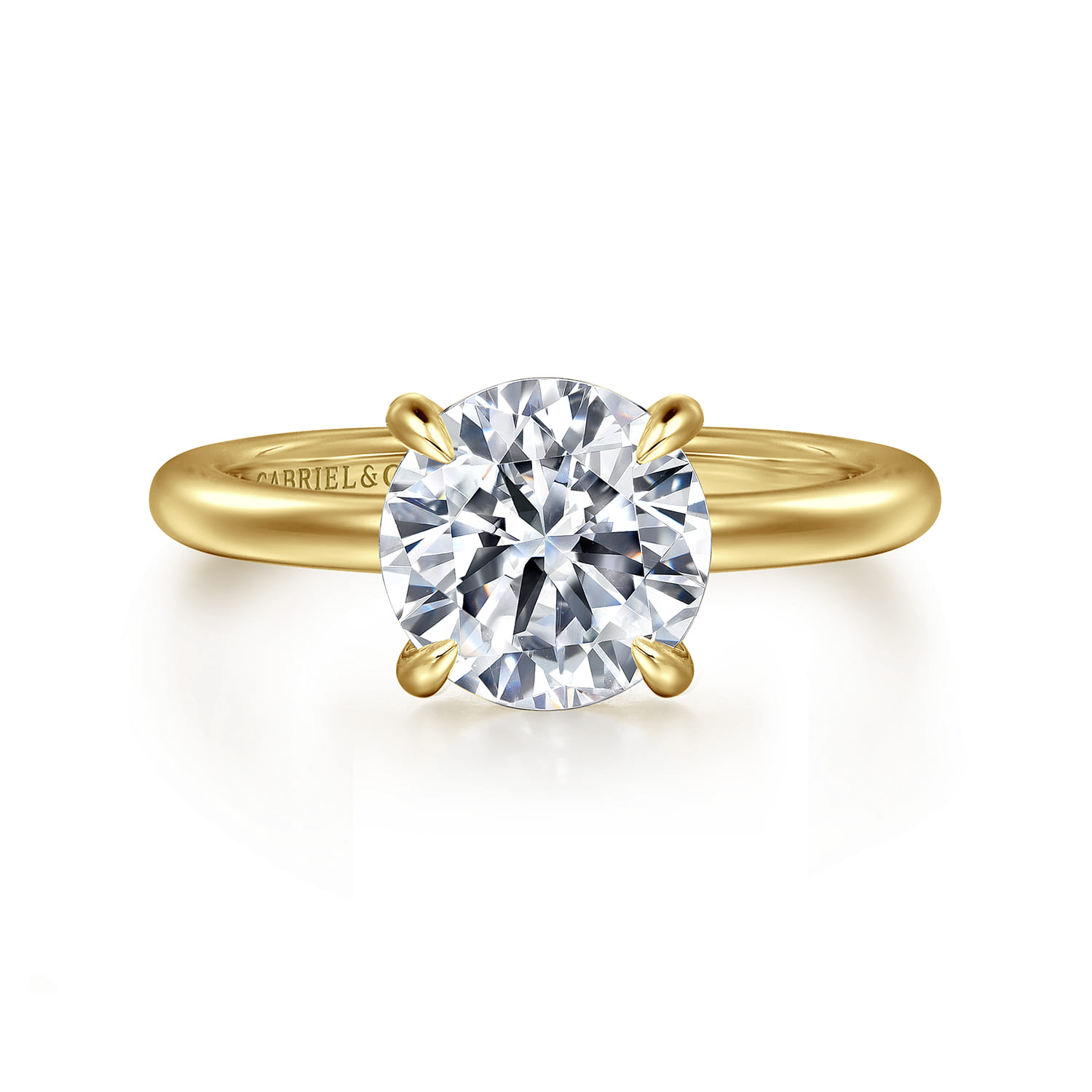 Ali - 14K Yellow Gold Round Diamond Engagement Ring - Shot 1
