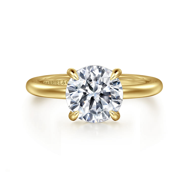 Ali - 14K Yellow Gold Round Diamond Engagement Ring - Shot 1