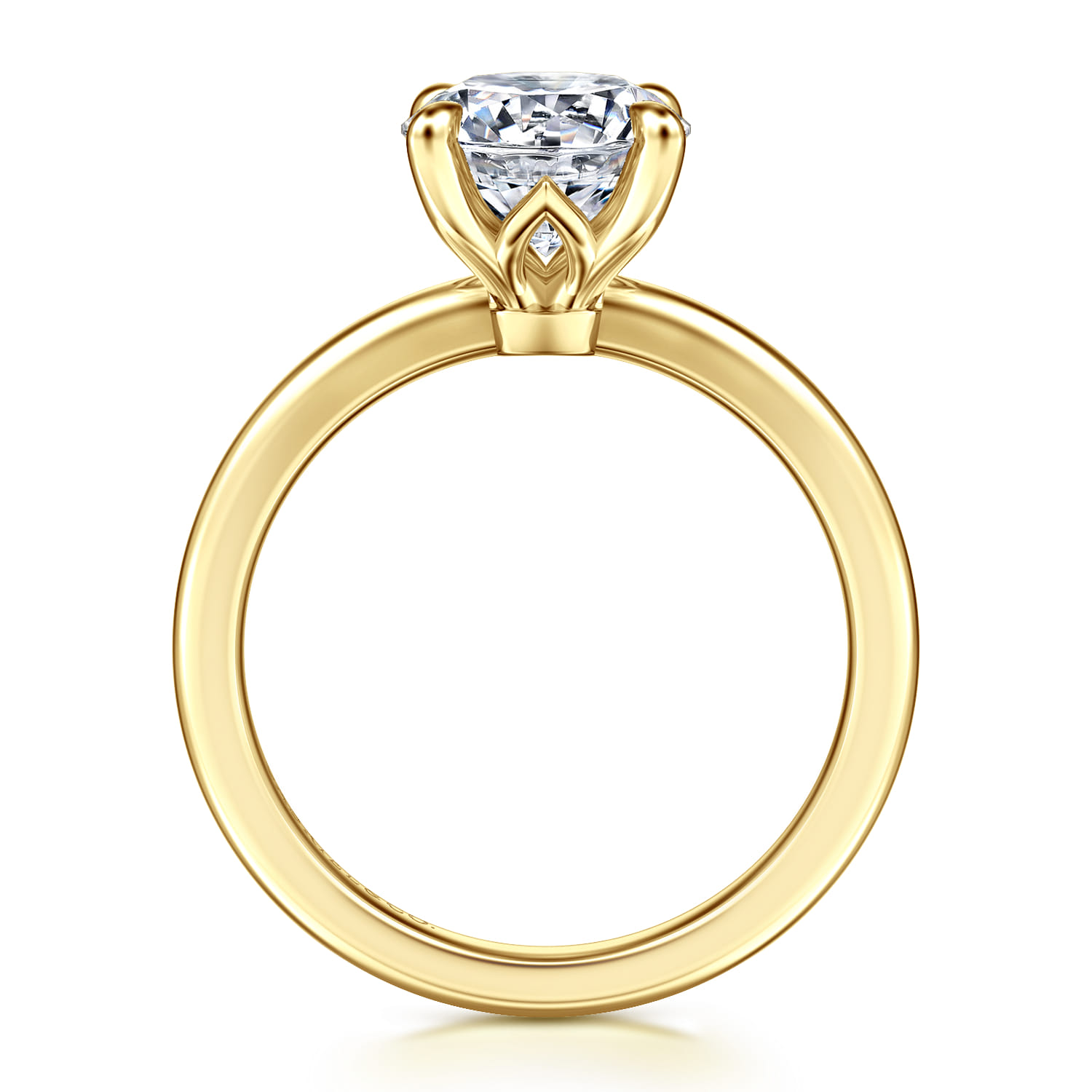 Ali - 14K Yellow Gold Round Diamond Engagement Ring - Shot 2