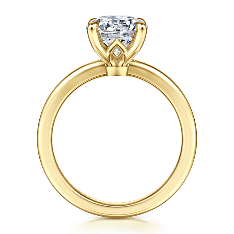 Ali - 14K Yellow Gold Round Diamond Engagement Ring - Shot 2