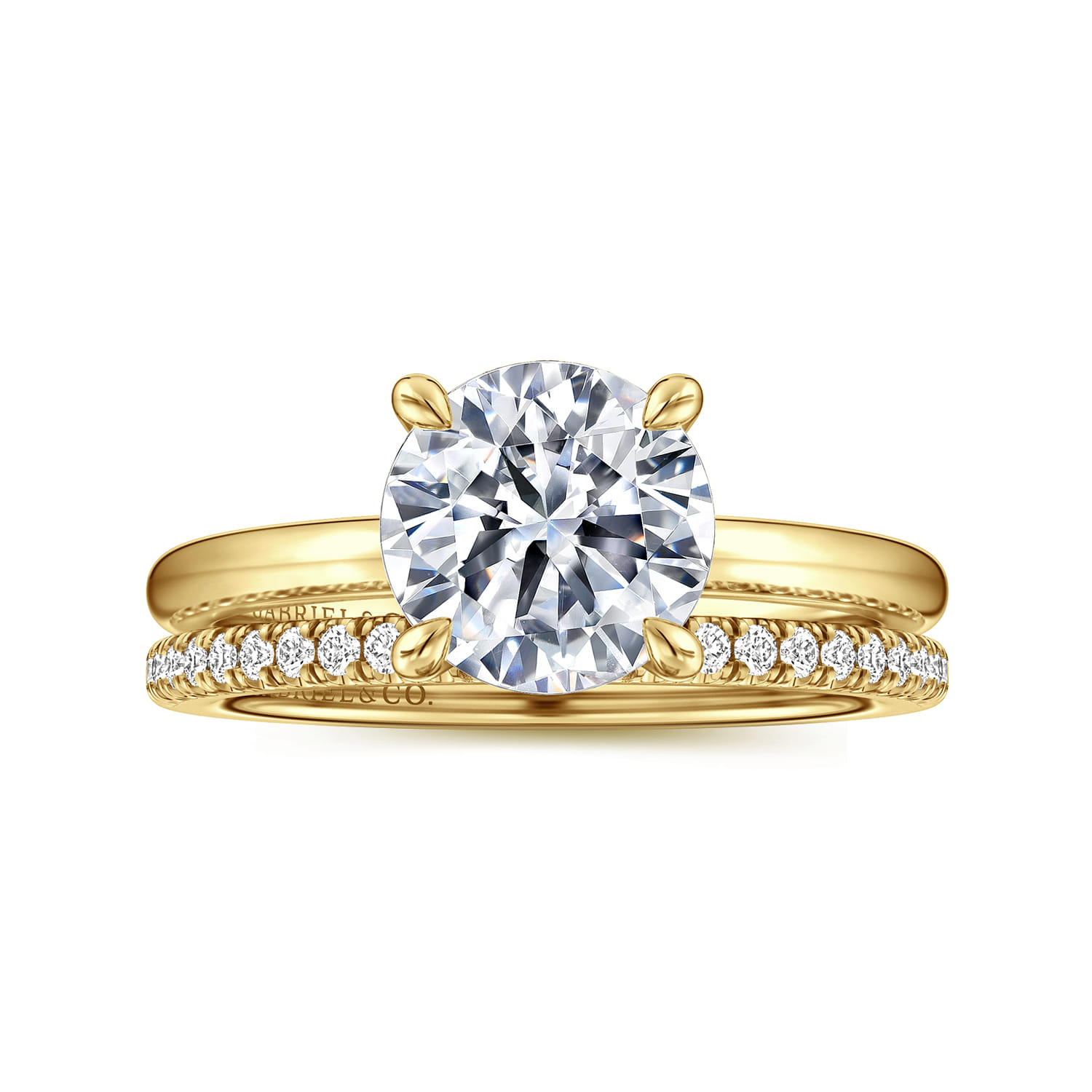 Ali - 14K Yellow Gold Round Diamond Engagement Ring - Shot 4