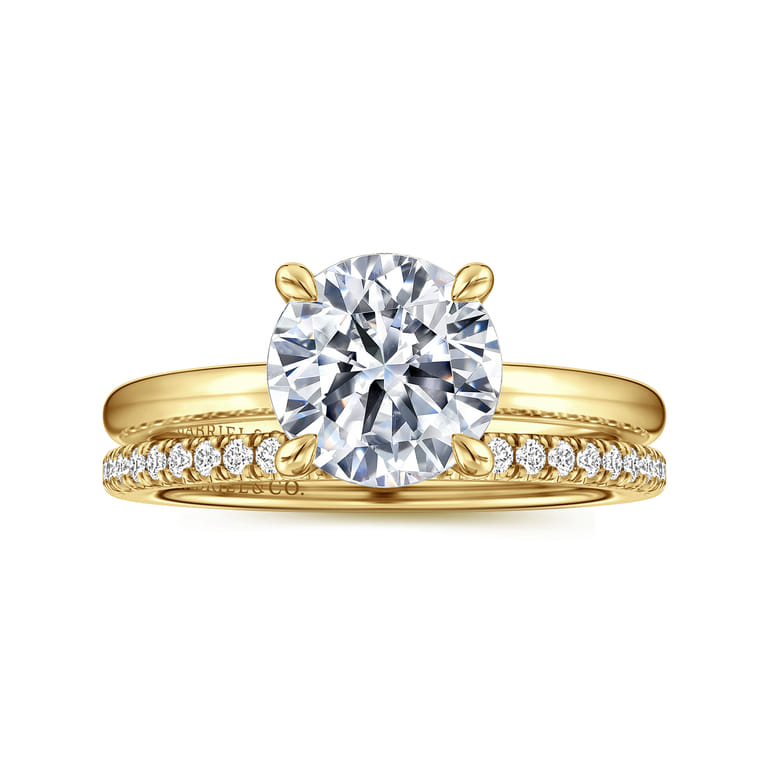 Ali - 14K Yellow Gold Round Diamond Engagement Ring - Shot 4