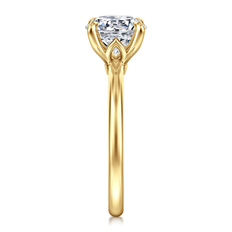 Ali - 14K Yellow Gold Round Diamond Engagement Ring - Shot 5